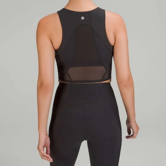 Lululemon Mesh Panelled Training Shelf Tank Top Black Size 10 EUC - Picture 4 of 7